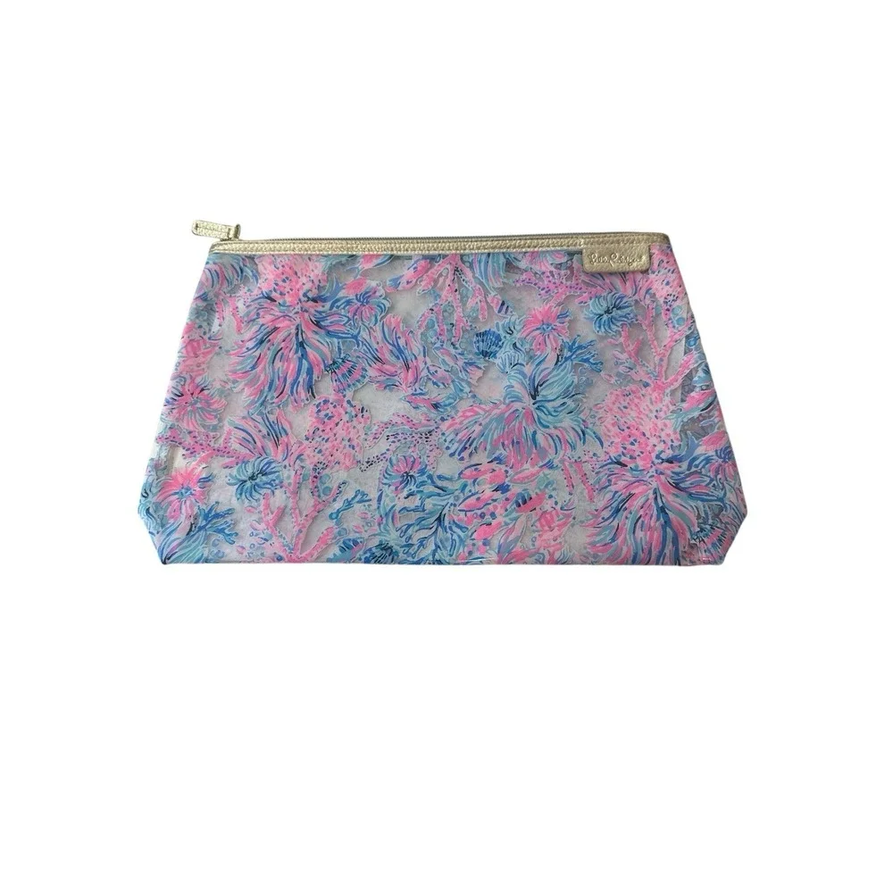 Lilly Pulitzer Makeup Case Travel‎ Toiletries Bag Clear Plastic Floral NWOT